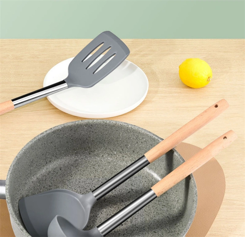 Food Grade Silicone Shovel Spoon Kitchenware Wooden Spoon High Temperature Resistance